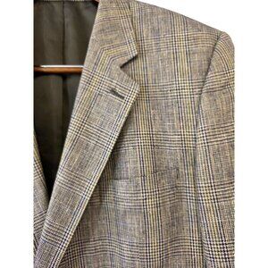 Versini 100% Silk Glen Plaid Sport Coat 46L Mens 2 Button Blazer Gray